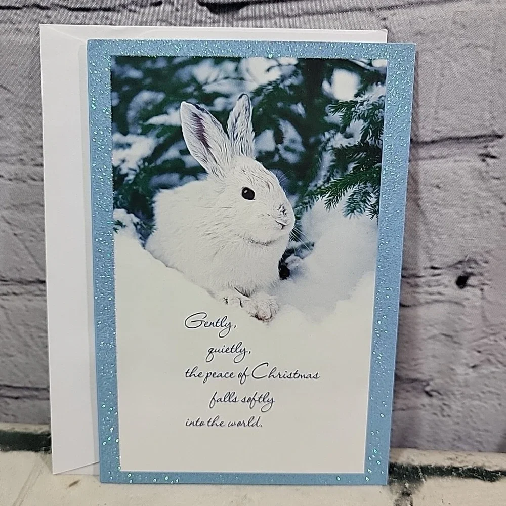 Christmas Cards Assorted Lot Of 5 Bunny Pets Snowman Holiday Wreath